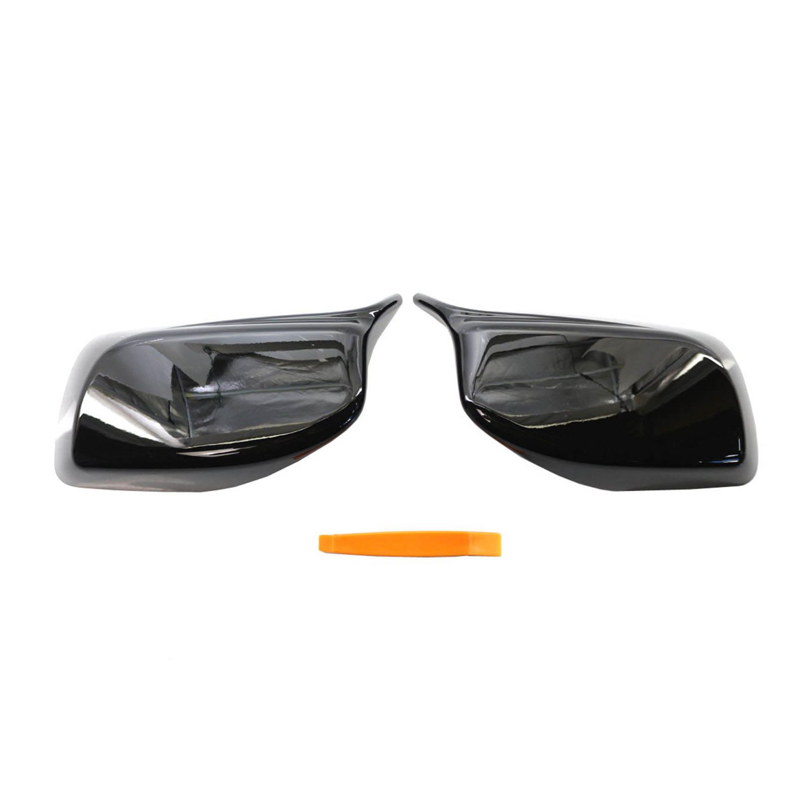 2 Pieces Black Side Mirror Covers Caps fits for BMW E60 5 Series 2004-2007