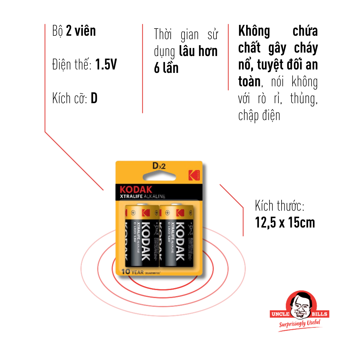 Bộ 2 Pin Kodak Alkaline D UBL IB0161