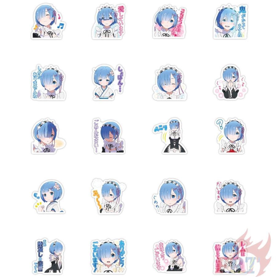 Bộ 40 Miếng Dán Trang Trí Hình Nhân Vật Re: Zero - Anime Rem & Ram