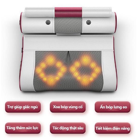 Gối massage hồng ngoại dành cho cổ vai gáy 8 bi, gối mát xa hồng ngoại