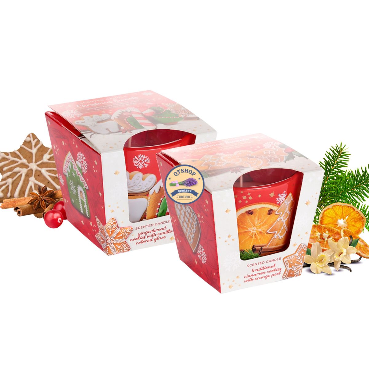Combo 2 Ly nến thơm tinh dầu Bartek Christmas Sweets 115g QT0068 - bánh cam, quế, gừng, vani, trang trí, thơm phòng, thư giãn, hỗ trợ khử mùi