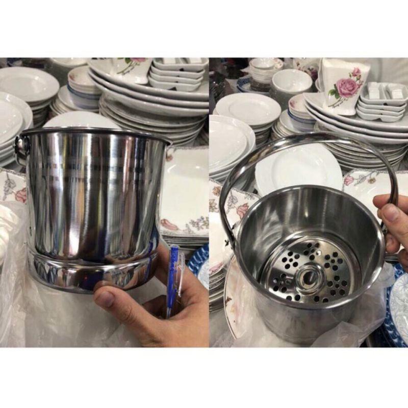 Xô đựng đá bằng inox tặng kèm 1 kẹp gắp đá