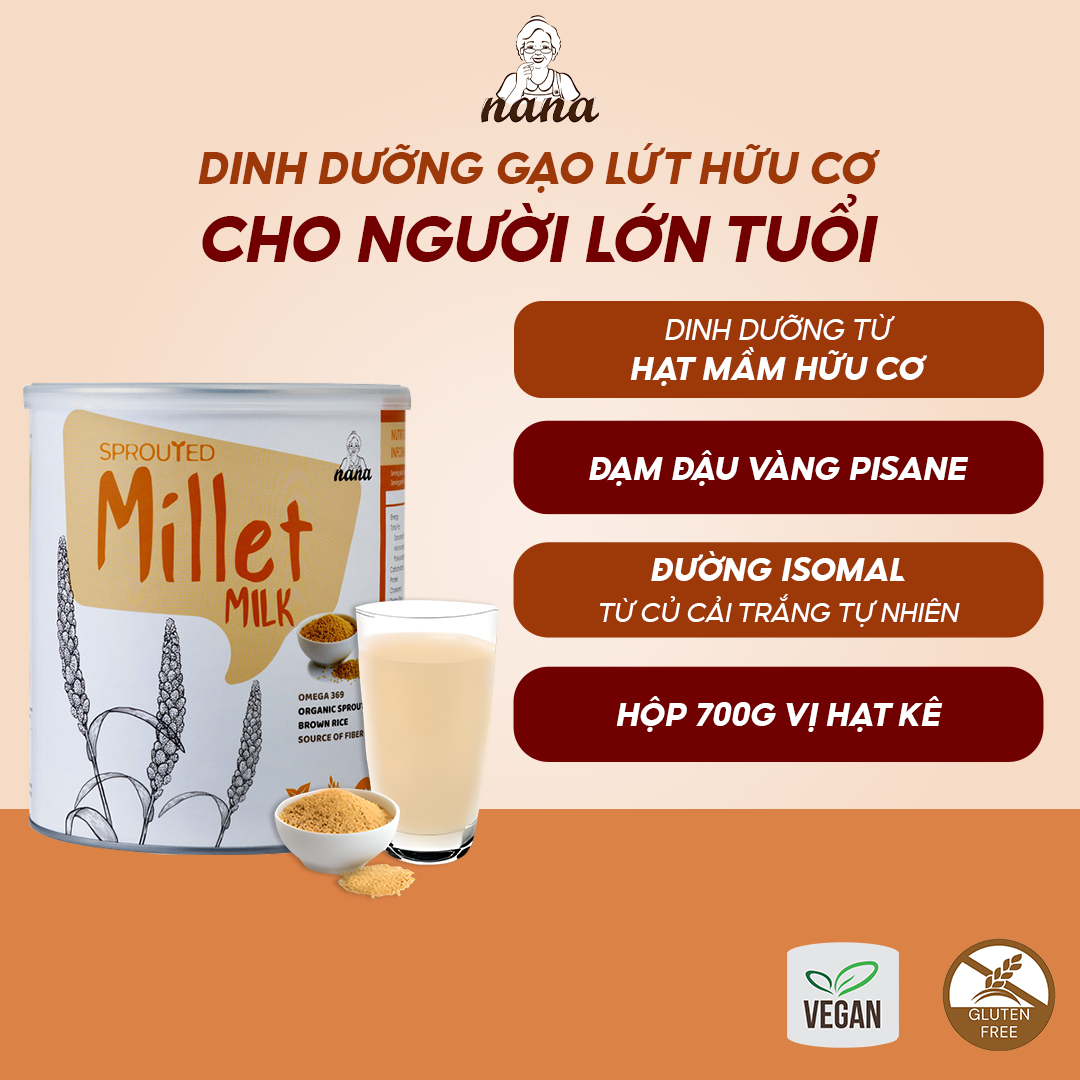 Sữa Hạt Gạo Lứt Hữu Cơ Millet Gói 30g Vị Kê Nhập Khẩu Malaysia Cho Trẻ Từ 3 Tuổi &amp; Cả Gia Đình Bổ Sung Dinh Dưỡng Vegan - 24grains