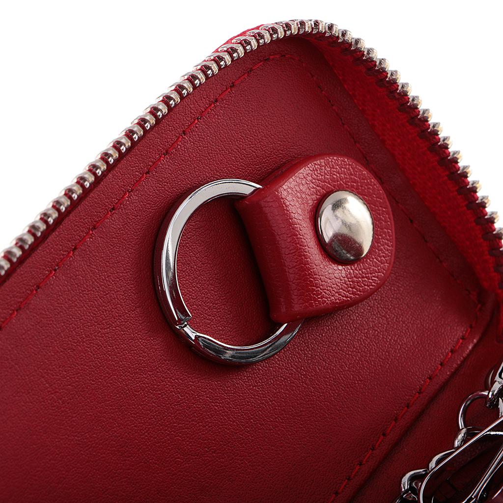 Genuine Leather Car Key Holder Keychain Case Bag Hook Pouch
