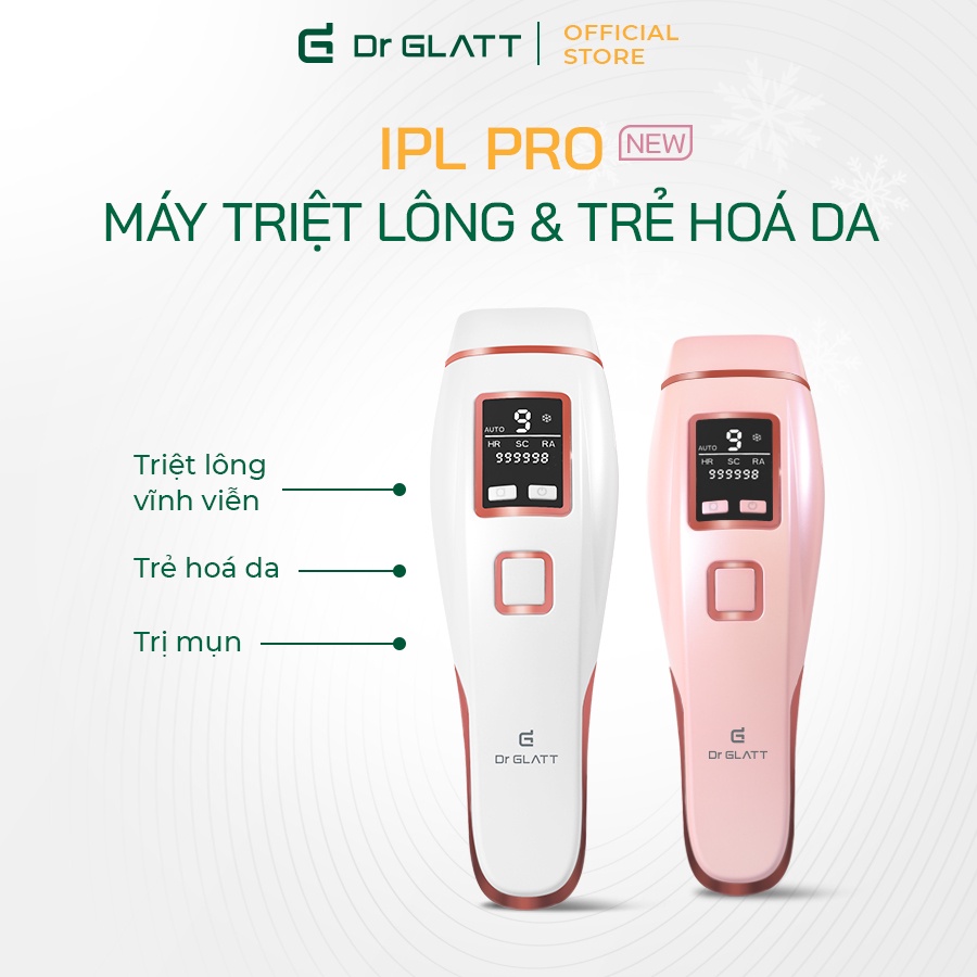 Set máy triệt lông mini đa năng và máy massage mặt - triệt lông vĩnh viễn, nâng cơ chống nhăn, tăng sinh collagen DR GLATT