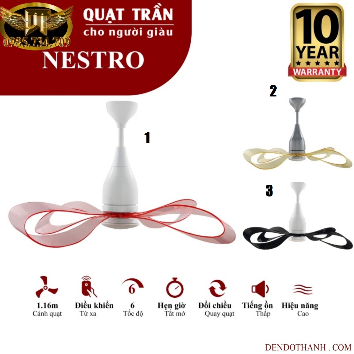 Quạt trần MR VŨ nestro quạt trần cho người giàu mẫu hiện đại độc lạ cao cấp QTD