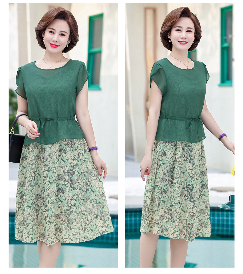 Hình ảnh  (HÀNG SẴN) Váy Đầm Trung Niên Hai Mảnh Cho Mẹ VH13 - Hàng Quảng Châu Cao Cấp