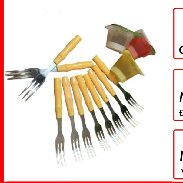 Rĩa ăn hoa quả bằng inox cán nhựa loại đẹp