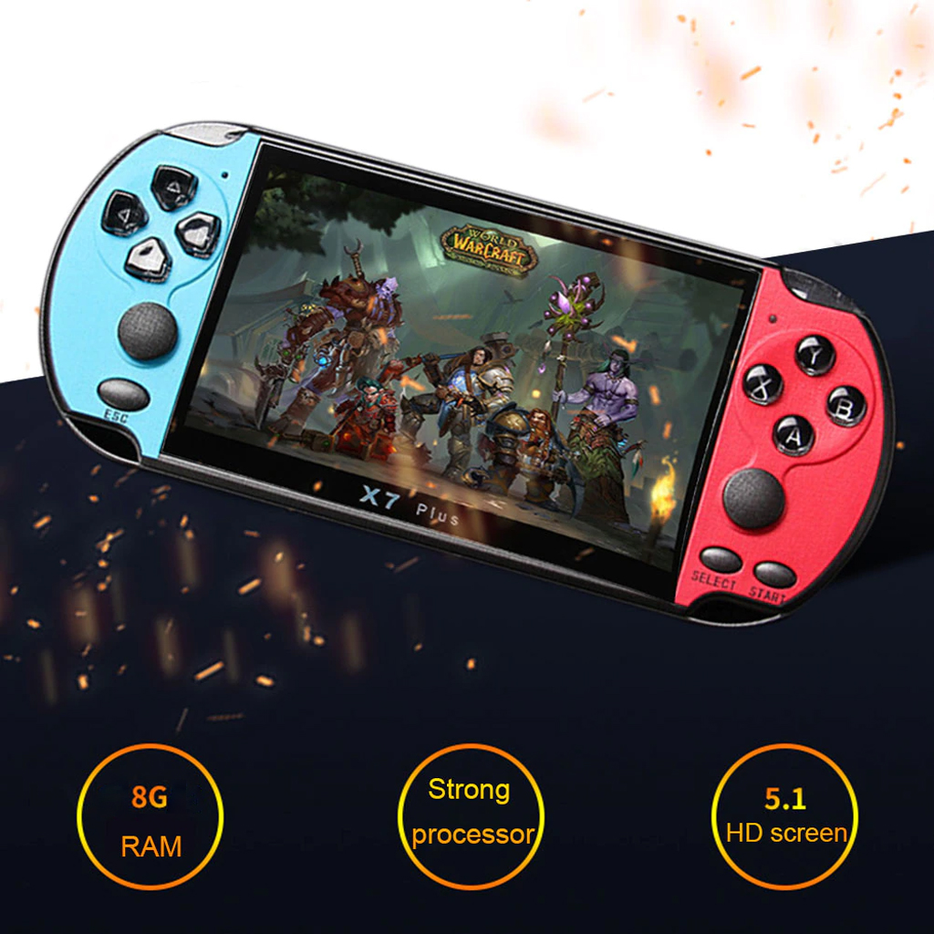 Máy chơi game cầm tay điện tử 4 nút Vinetteam X7 nghe nhạc, xem phim màn hình 4.3inch, bộ nhớ 8G có 8000 game hấp dẫn - hàng chính hãng