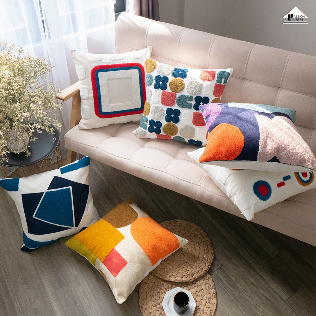 Gối Tựa Lưng, Gối Sofa phong cách Bắc Âu Thêu Nổi Họa Tiết Đặc Sắc