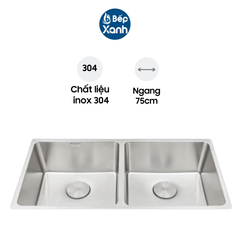 Chậu Rửa Chén Malloca MS 6075 - Inox 304 - Ngang 75cm - Hàng Chính Hãng