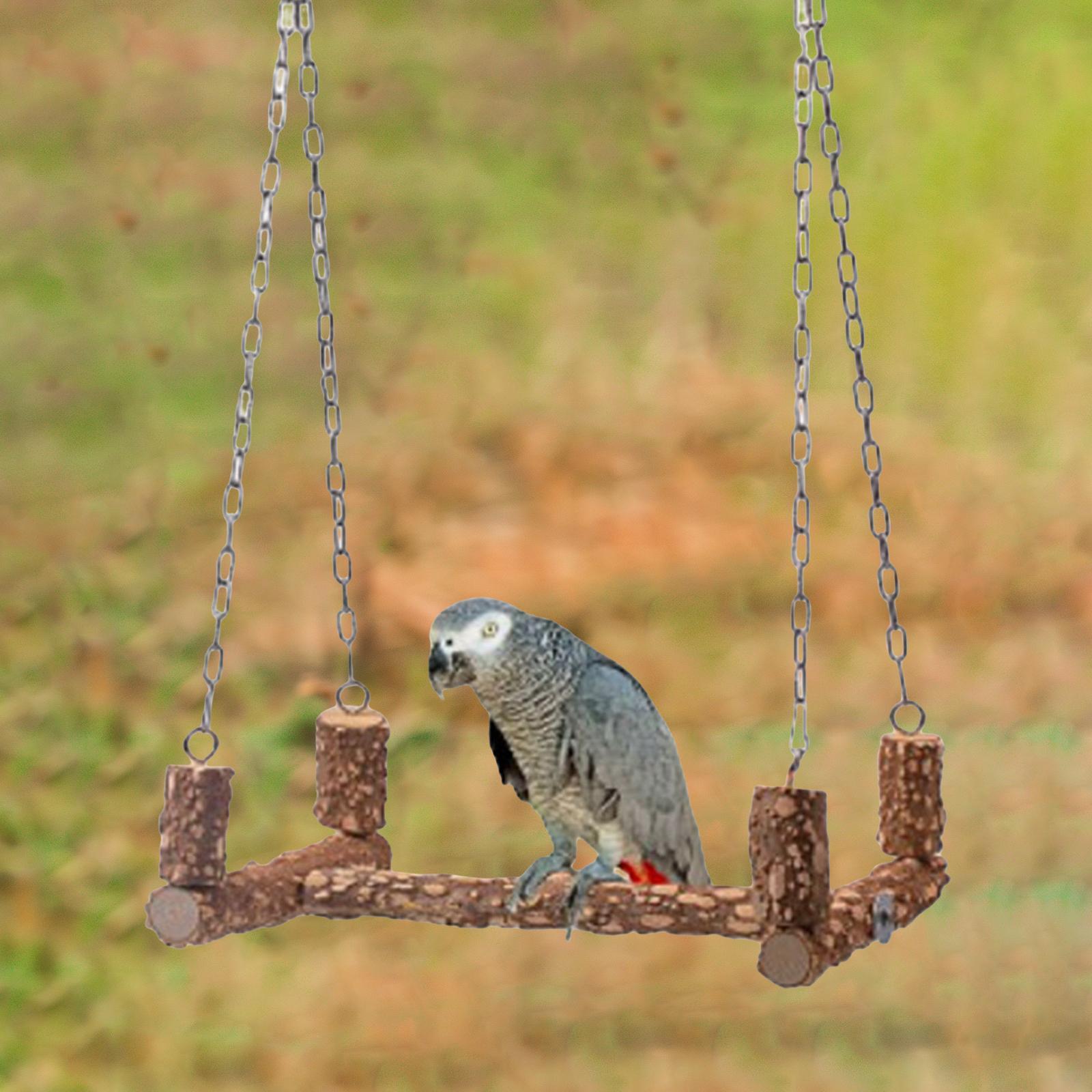 Parrots Wooden Stand Swing Cage Hanging Cockatiels Lovebird Perch Bird Toys