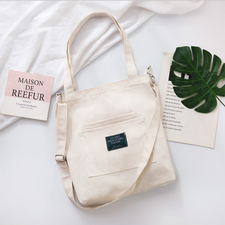 Túi Tote Đeo Chéo Vải Canvas Living Traveling Share Phong Cách Ulzzang Hàn Quốc BT17