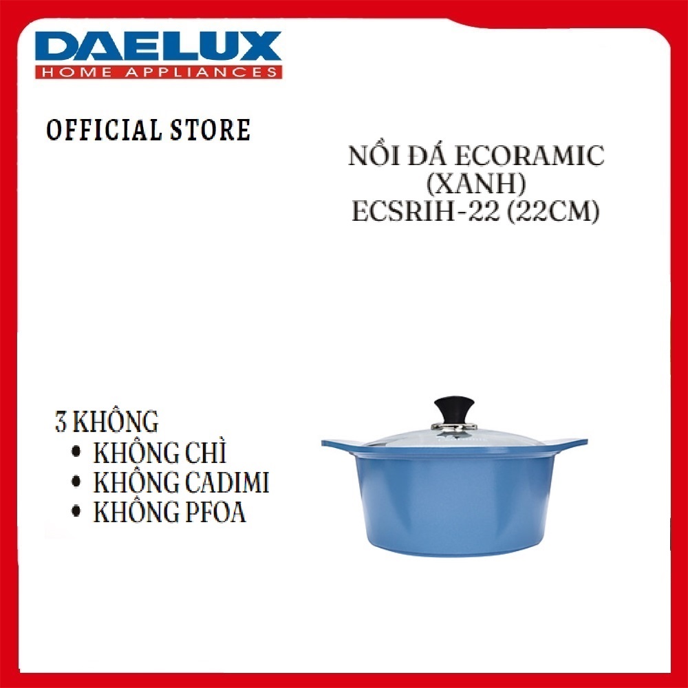 Nồi đá Ecoramic đáy từ 22cm (Xanh dương) ECSRIH-22