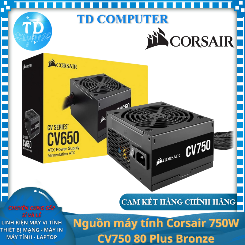 Nguồn máy tính Corsair 750W CV750 80 Plus Bronze - Hàng chính hãng Vĩnh Xuân phân phối