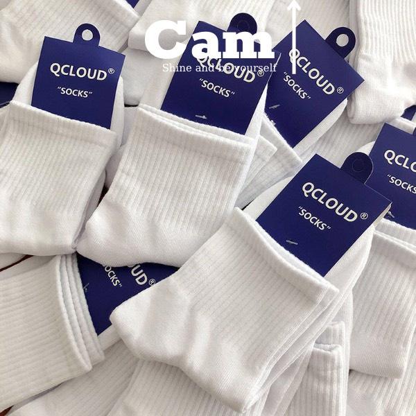 Tất Cổ Lỡ Nam Nữ Vớ Trơn Nam Nữ Màu Đen Trắng Phong Cách Basic, Tất Trơn Nữ Nam Cotton Cao Cấp Camcamvintage