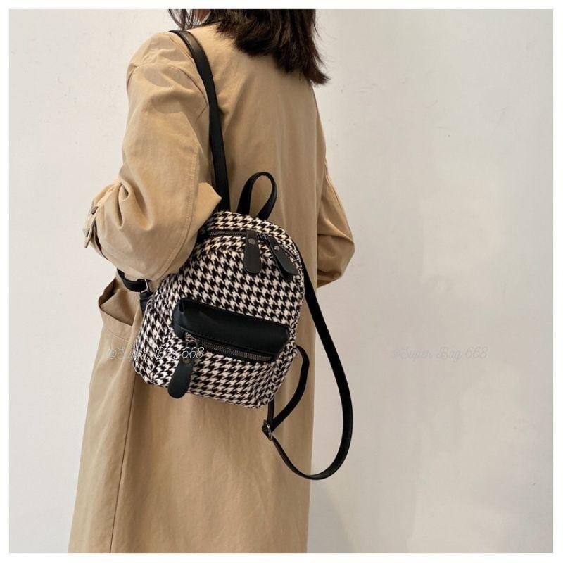 Balo Nữ Thời Trang Họa Tiết Kẻ Pha Dạ Phong Cách Hàn Quốc Đẹp SPB 93