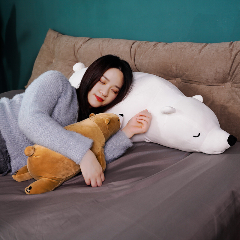 Gấu Bông Gấu Bắc Cực Ice Bear Nằm Dễ Thương Mềm Mịn Mẫu Mới (35cm---&gt;65cm) Gối Ôm Gấu Bắc Cực Nằm Hàng Cao Cấp Vải Miniso 4 Chiều Co Giãn Êm Ái