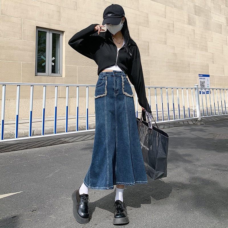 5 bản phối chân váy jeans dáng dài nàng nấm lùn không thể bỏ lỡ  LEIKA