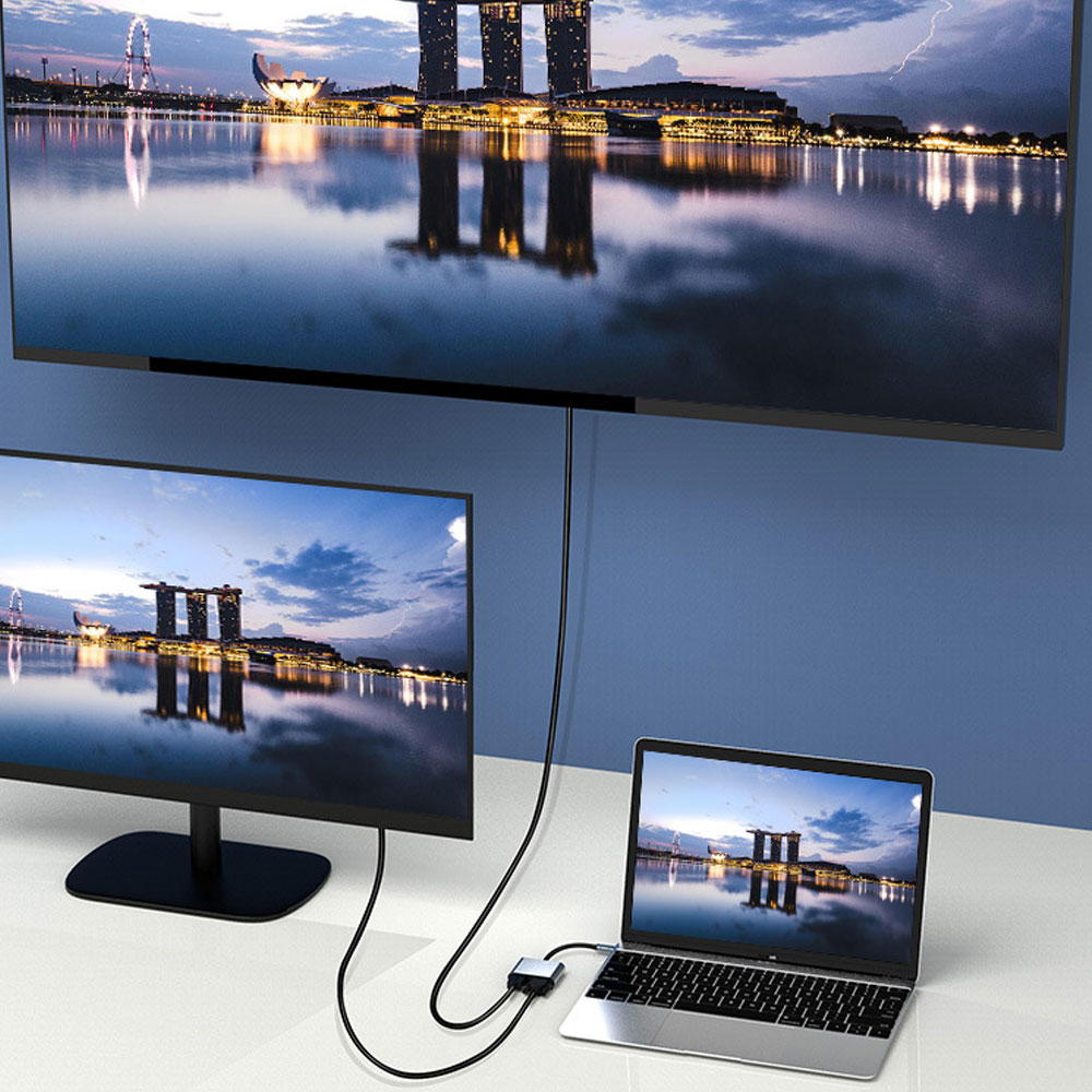 Cáp chuyển đổi Seasy, Type-c ra 4 cổng HDMI/ VGA/ USB và cổng sạc hỗ trợ chế độ Dex - Hàng chính hãng