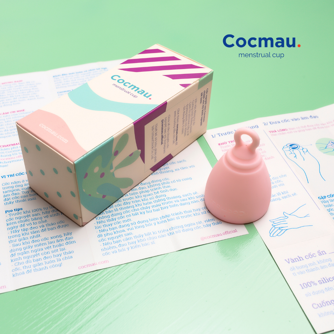 Cốc nguyệt san cải tiến Cocmau - Hồng Pastel - Cuống tròn dễ tháo - Thiết kế vành ẩn nhỏ gọn - 100% silicone y tế