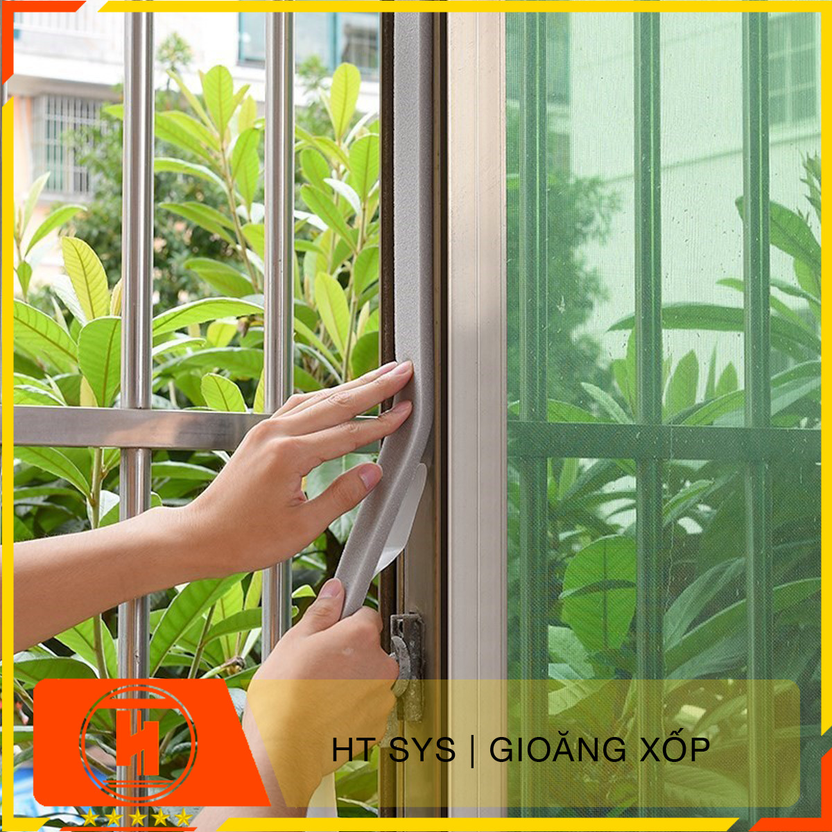 Mút xốp dán khe cửa HT SYS - Cách âm - Giảm chấn - Chống bụi - Gioăng xốp bản 15mm x2 mét -Bộ 02 cuộn