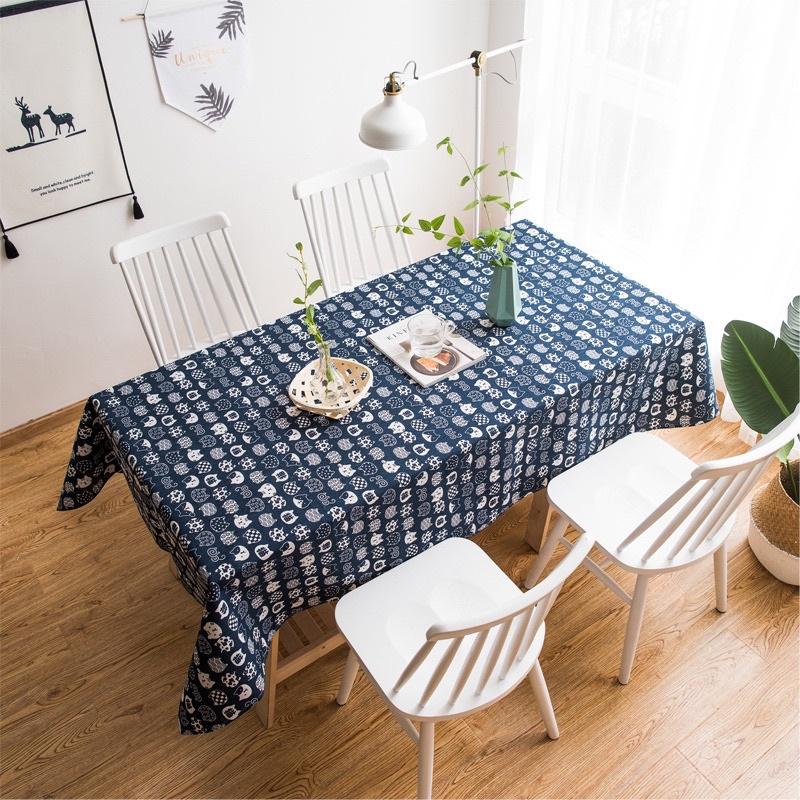 Khăn Bàn Vải Canvas Vải Bố Trang Trí Decor Picnic Hoạ Tiết Mèo