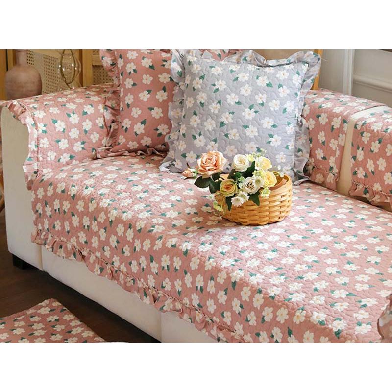 Thảm sofa 90*90 - Hoa cúc trắng - nền cam - TSF109