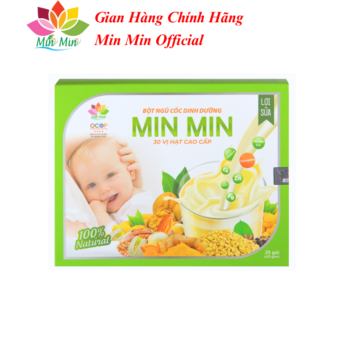 Combo 2 Hộp Ngũ Cốc Min Min Lợi Sữa 38 Hạt Dạng Gói (1Hộp 500gr x25 gói )- Chuyên Lợi Sữa và Phục Hồi Sức Khỏe Sau Sinh