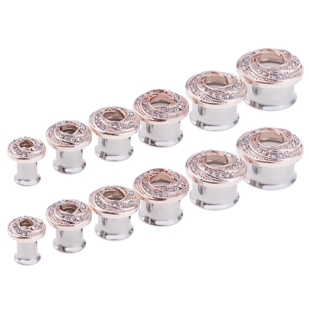 Stainless Piercing Round Ear Expanders Rose Gold Ear Piercing Jewelry