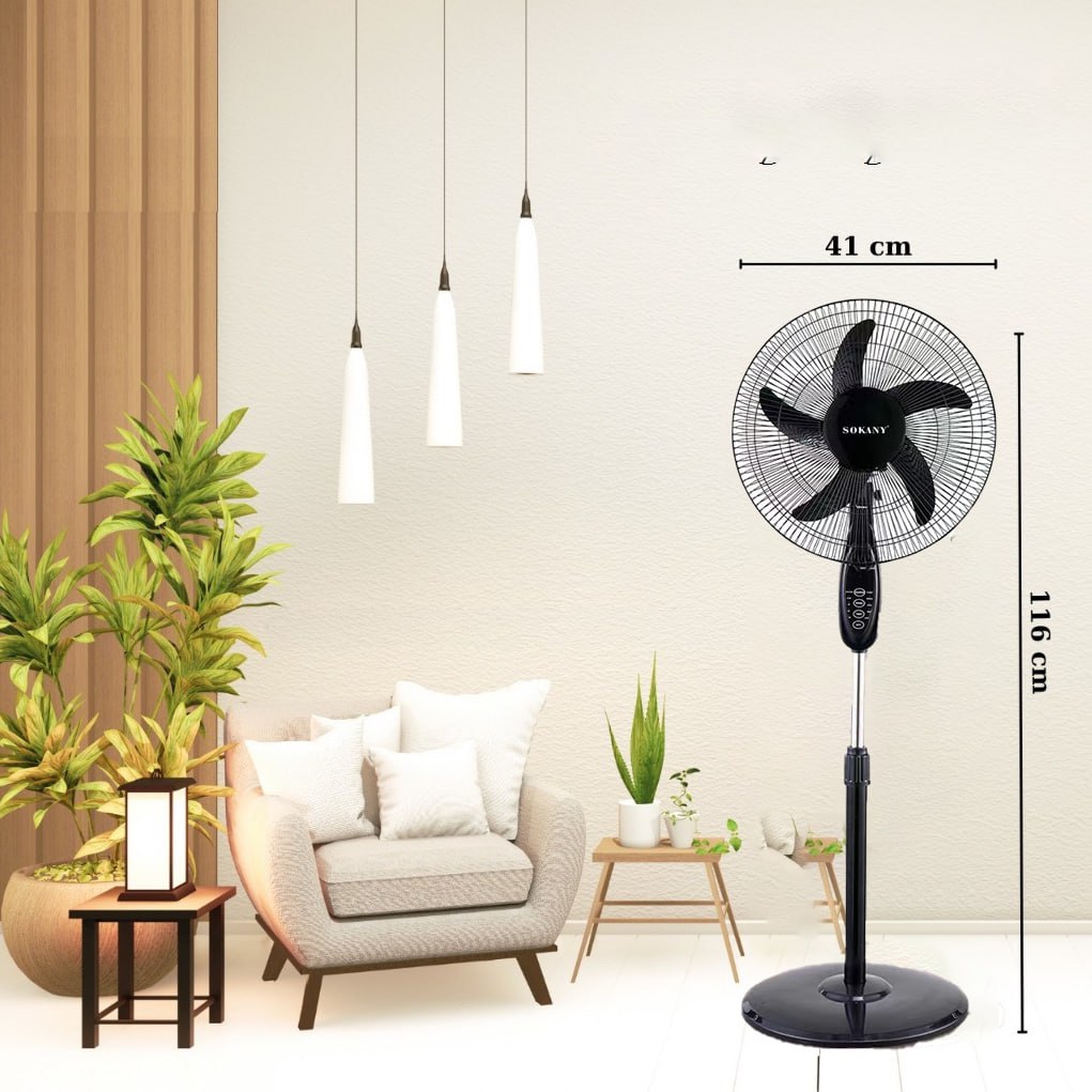 Quạt Cây Đứng SOKANY SK-19009 Có Điều Khiển Từ Xa, Thời Gian Hẹn Giờ Từ 2-8 tiếng, Động Cơ Bền Bỉ, Quạt Êm Ái - HÀNG CHÍNH HÃNG