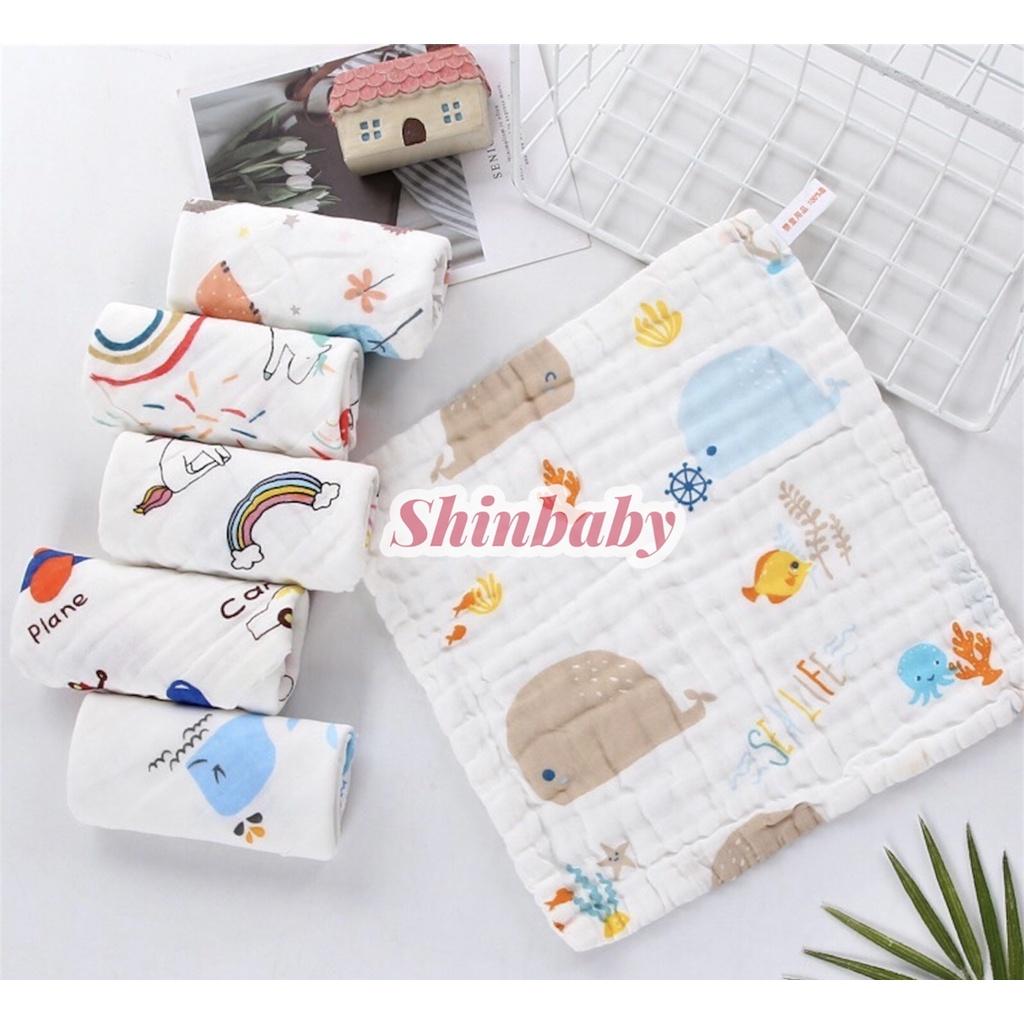 Khăn sữa cho bé xô muslin 4 lớp cao cấp sợi vải hữu cơ tự nhiên mềm mại siêu thấm hút an toàn với làn da bé