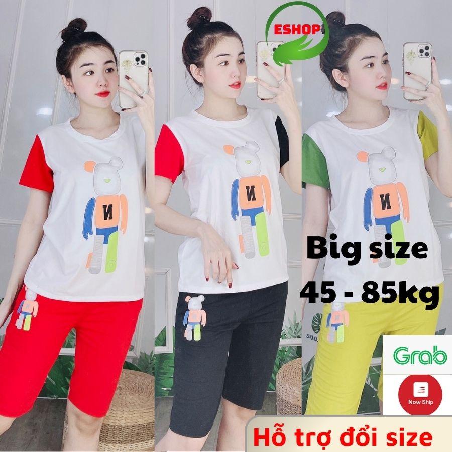 Đồ bộ nữ đồ bộ mặc nhà thể thao bigsize đẹp dễ thương Bộ đồ ngủ nữ gấu quần lửng mặc nhà thun cotton cao cấp ESHOP DB16