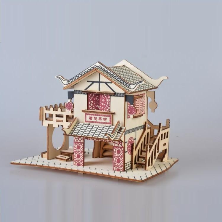 Đồ chơi lắp ráp gỗ 3D Mô hình Tea House Laser