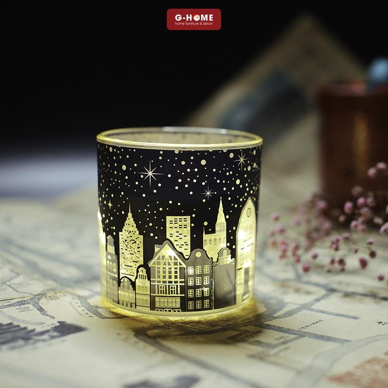 Cốc nến gắn đèn cảm ứng Ghome nến sáp đậu nành tinh dầu thiên nhiên, nến thơm decor nhà giáng sinh NEN22 M1
