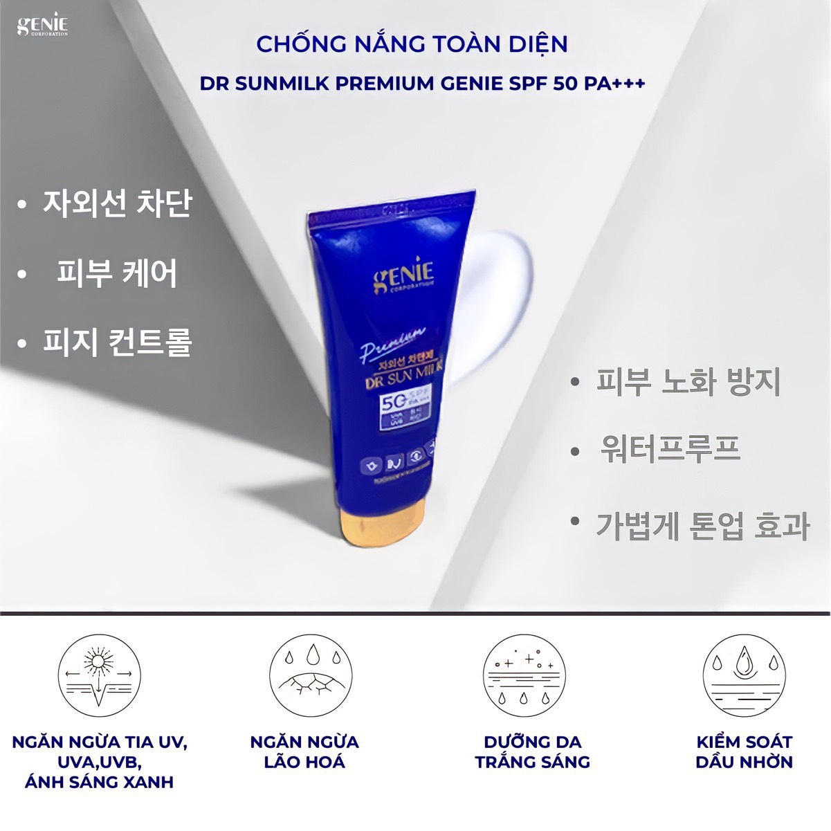 Kem chống nắng phổ rộng đa chức năng Dr Sunmilk Premium Genie SPF 50 PA+++ 100ml