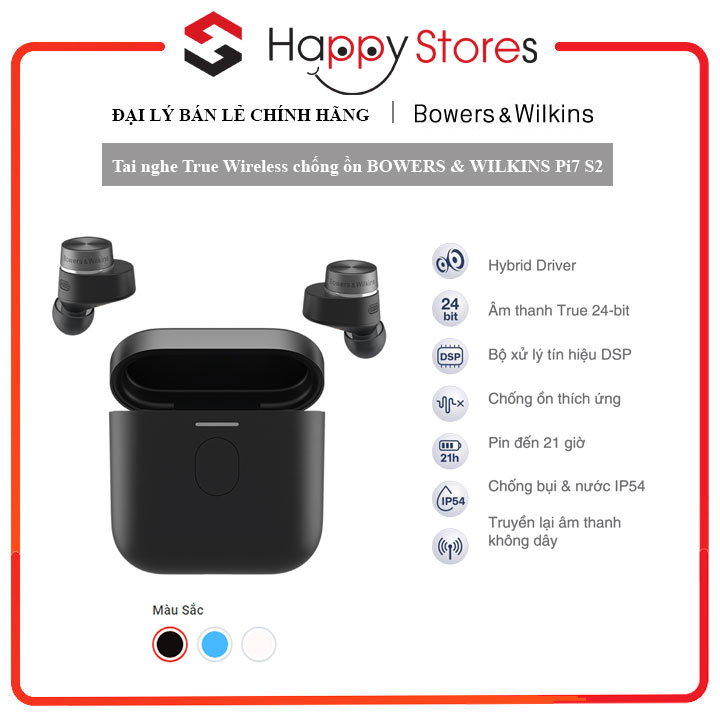 Tai nghe True Wireless chống ồn BOWERS &amp; WILKINS Pi7 S2 - HÀNG CHÍNH HÃNG