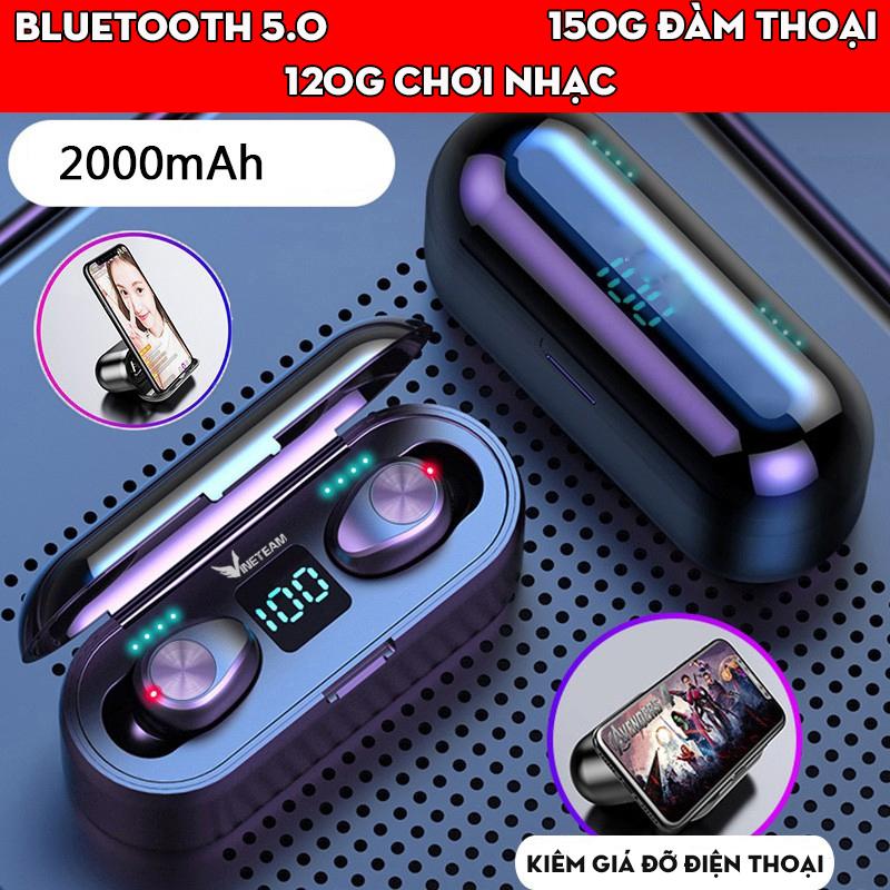 Tai Nghe Bluetooth 5.0 VINETTEAM F9 V1 LED - Chống Nước - Chống ồn - Tích Hợp Micro - Tự Động Kết Nối - Nhỏ gọn - Âm Thanh 8.0 HD - Tương Thích Cao Cho Tất Cả Điện Thoại -4131- CHÍNH HÃNG