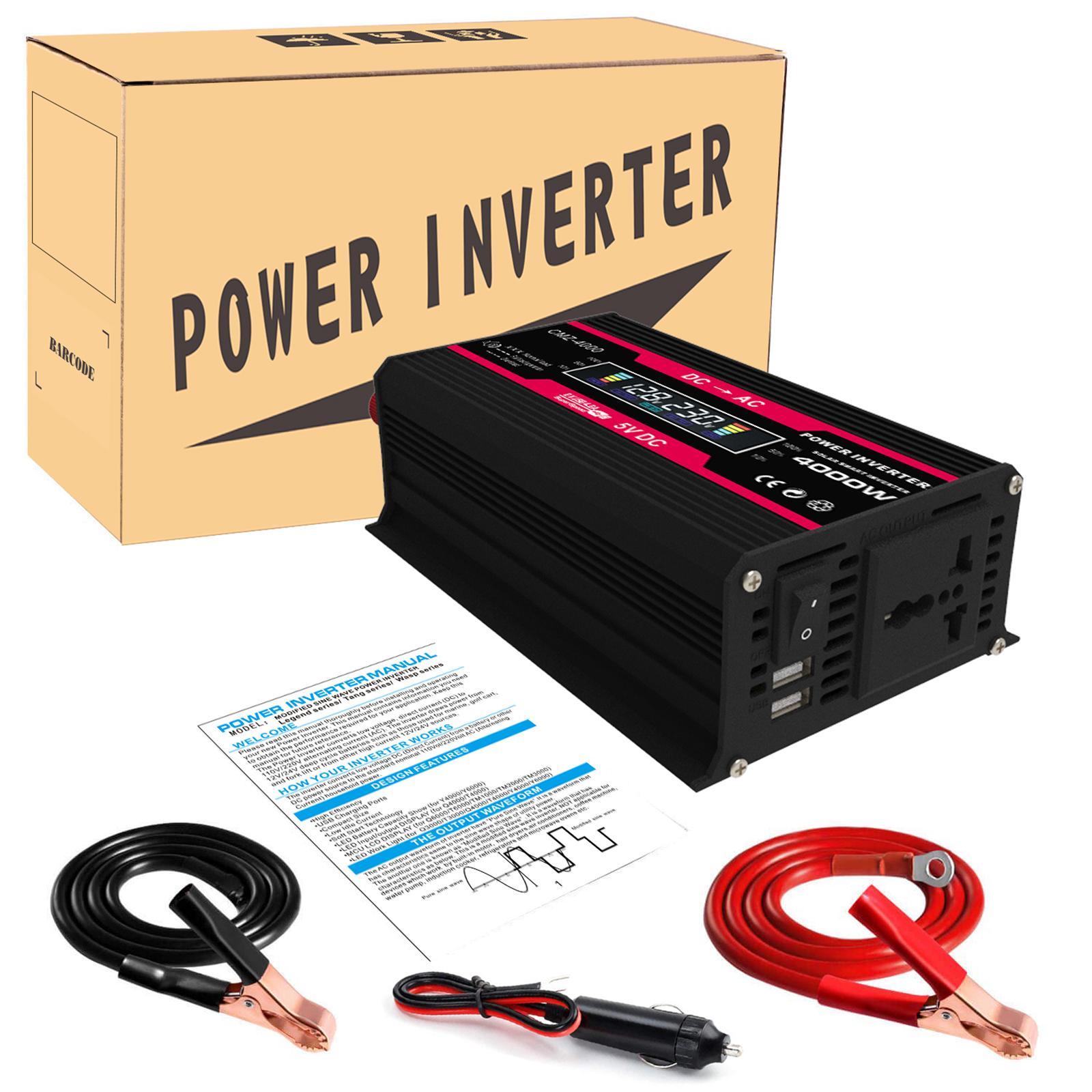 Power Inverter with 4.2A Dual USB and Lighter Charger for Outdoor Black 220V