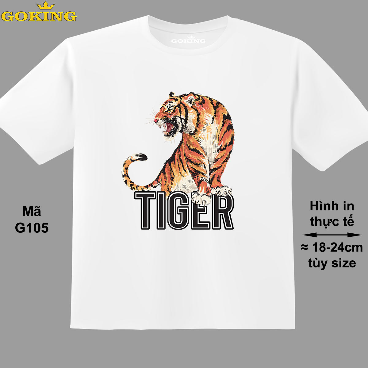 TIGER, mã G105. Áo thun hàng hiệu Goking, form unisex cho nam nữ, trẻ em, bé trai gái. Áo phông in đẹp, quà tặng cao cấp cho gia đình, cặp đôi, doanh nghiệp, hội nhóm