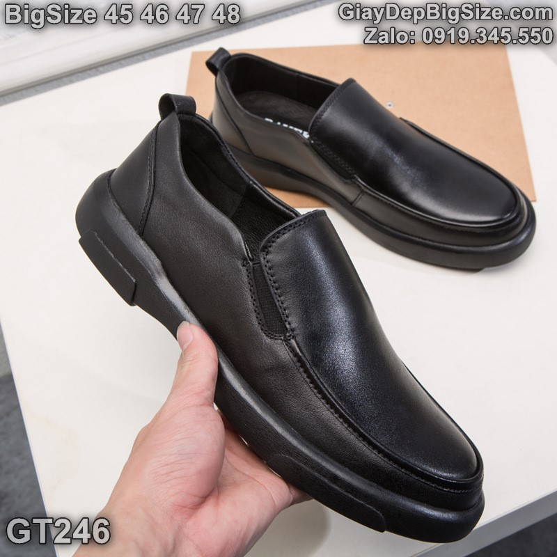 Giày da công sở, giày tây lười mũi tròn cỡ lớn 45 46 47 48 nam cao to chân ú bè. Big size leather shoes for wide feet