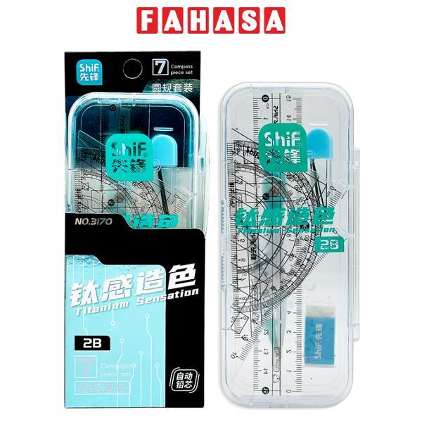 Bộ Compa Thước 7 Món - ShiF 3170 - Màu Xanh Da Trời