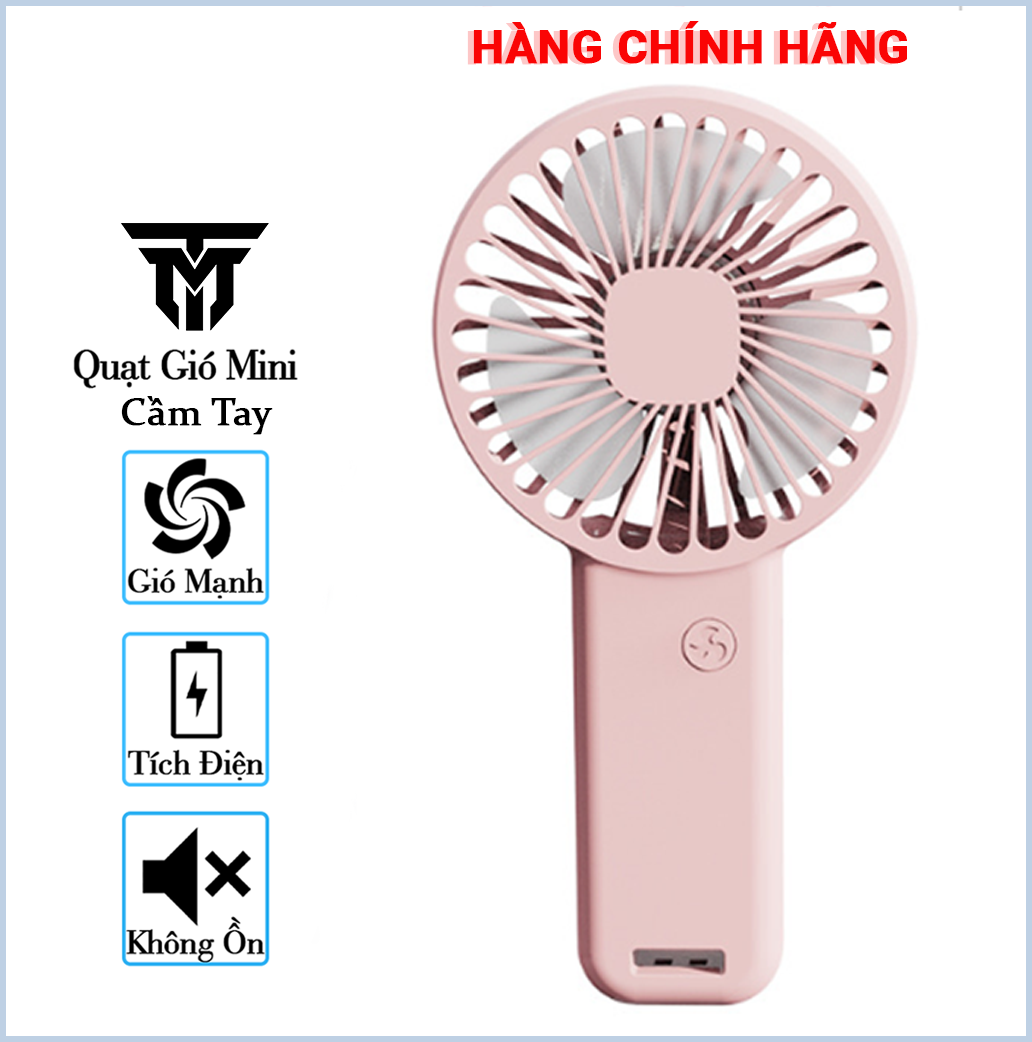 Quạt Cầm Tay Mini Tích Điện Teement, Có Giá Đở Điện Thoại, Sạc USB Di Động Tiện Lợi - Hàng Chính Hãng