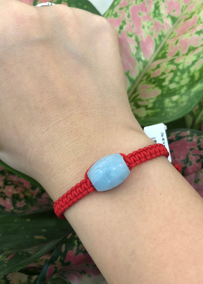 Vòng Tay Chỉ Đỏ Lu Thống Đá Aquamarine