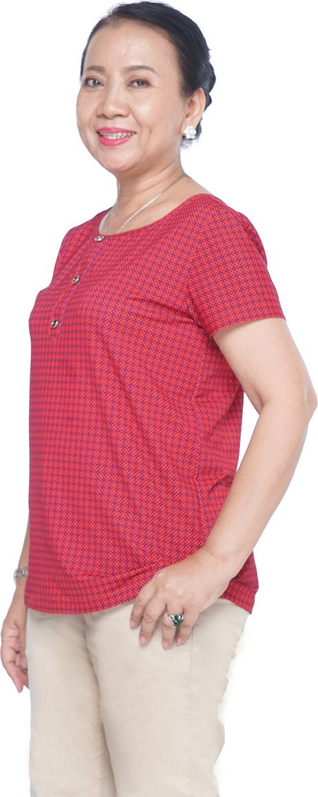 Áo kiểu nữ Trung Niên UGETHER UPAR41 - Áo đỏ họa tiết caro