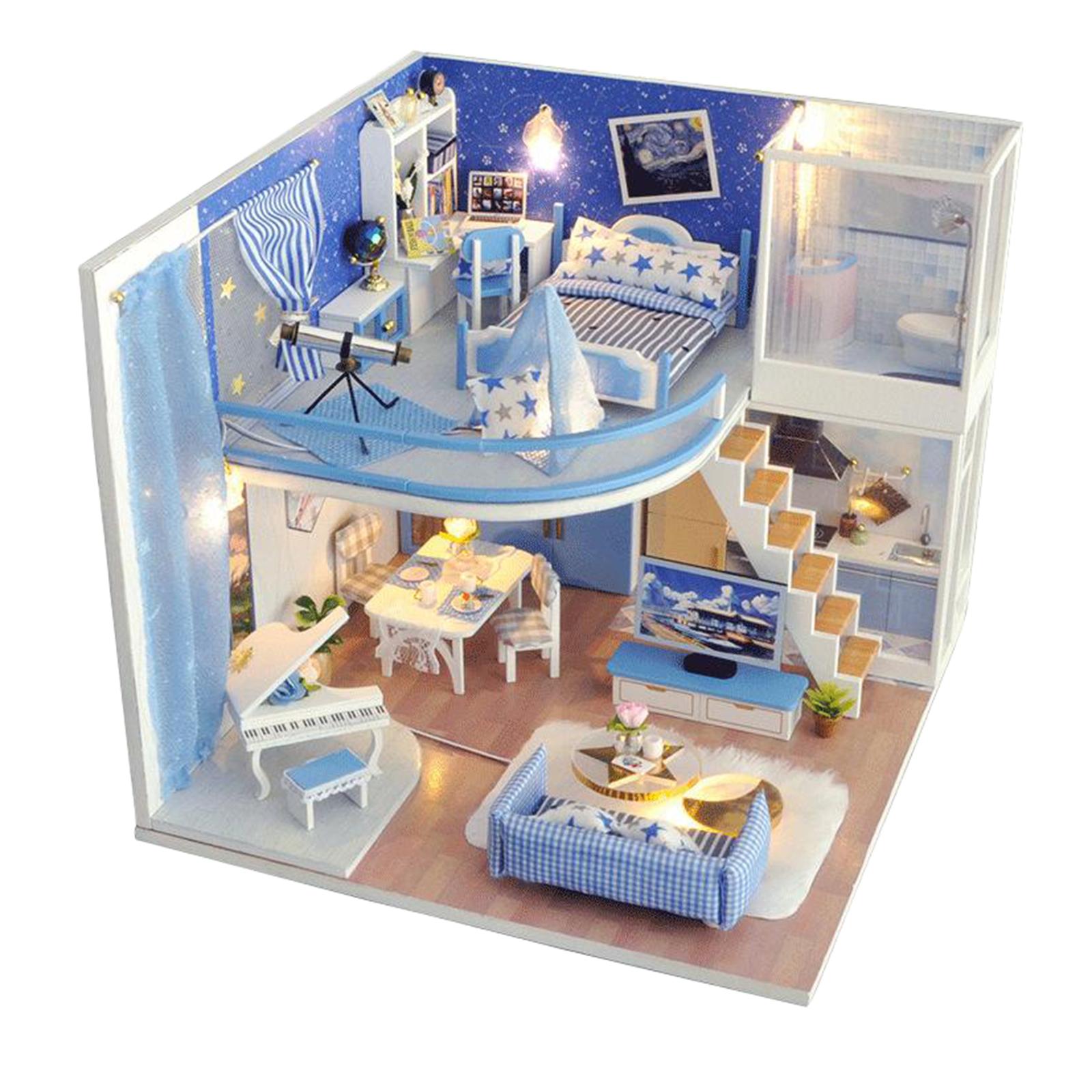 Self Assembled Dollhouse Furniture Building Cottage House Dustproof Cover