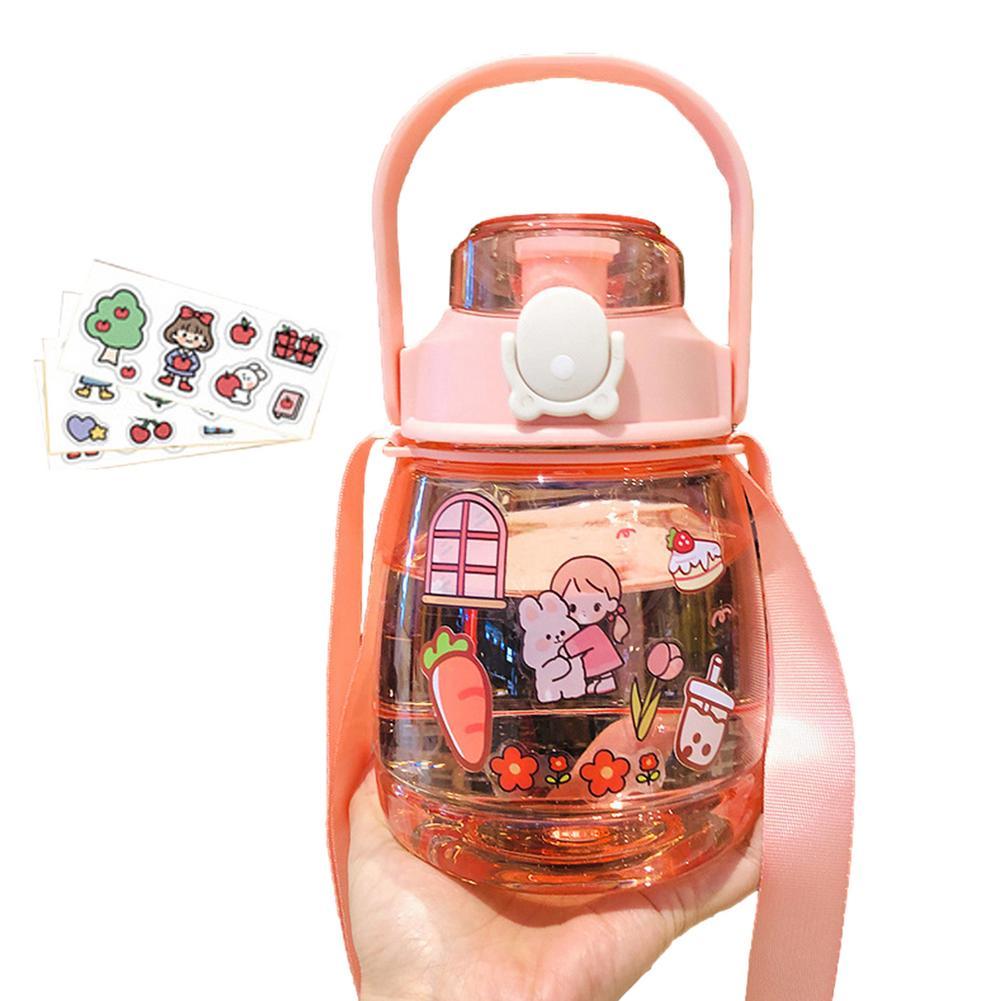 Trẻ Em Bình Tập Uống Mẫu Giáo Straw Cup Nhỏ Bé Trai Sáng Tạo Lớn Dung Tích Chai Nước Hoạt Hình Dễ Thương Di Động Trẻ Em