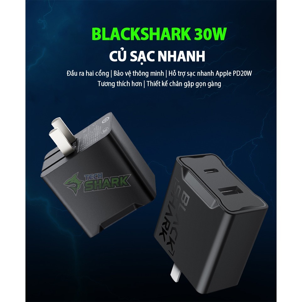 Sạc nhanh 2 cổng Black Shark 30W - HÀNG CHÍNH HÃNG