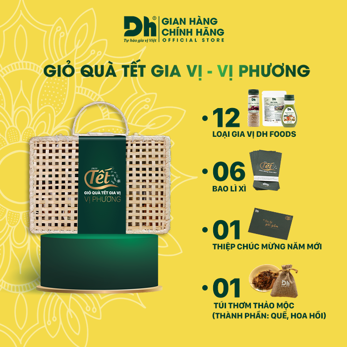 Giỏ Quà Gia Vị - Vị Phương - Combo Gói Quà Trọn Bộ 12 Loại Gia Vị Dh Foods - Set Combo Hộp Quà Tặng Cho Mẹ, Gia Đình, Bạn Bè Vào Các Ngày, Lễ Ý Nghĩa