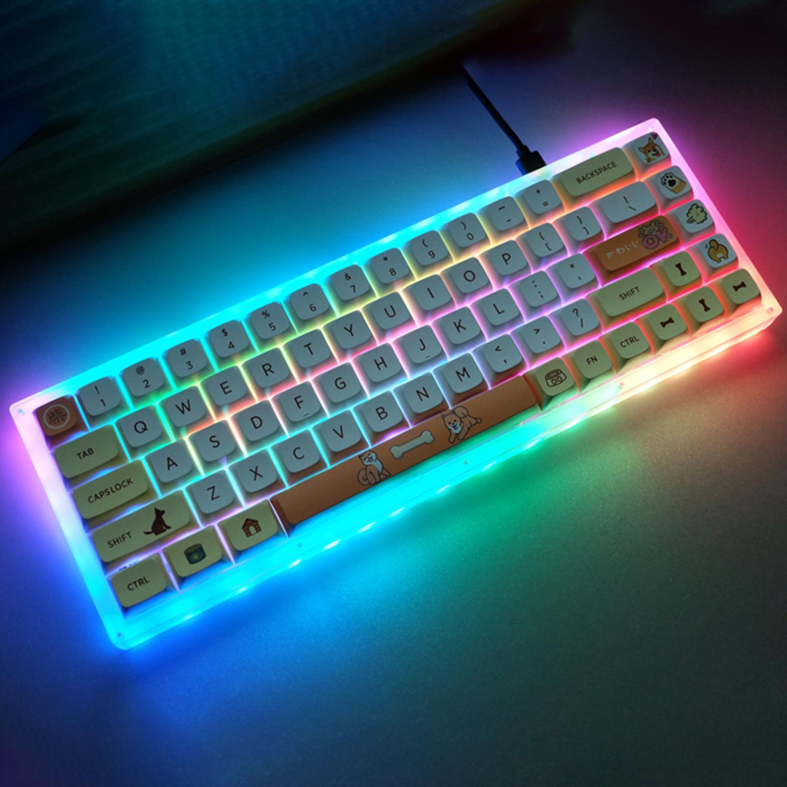 139Keys Xda Profile Keycaps Cute 2-Layer Plastic White PBT Dye Sub Keycaps for MX Gaming Mechanical Keyboard 61/68/84 Keys Layout, for Cherry